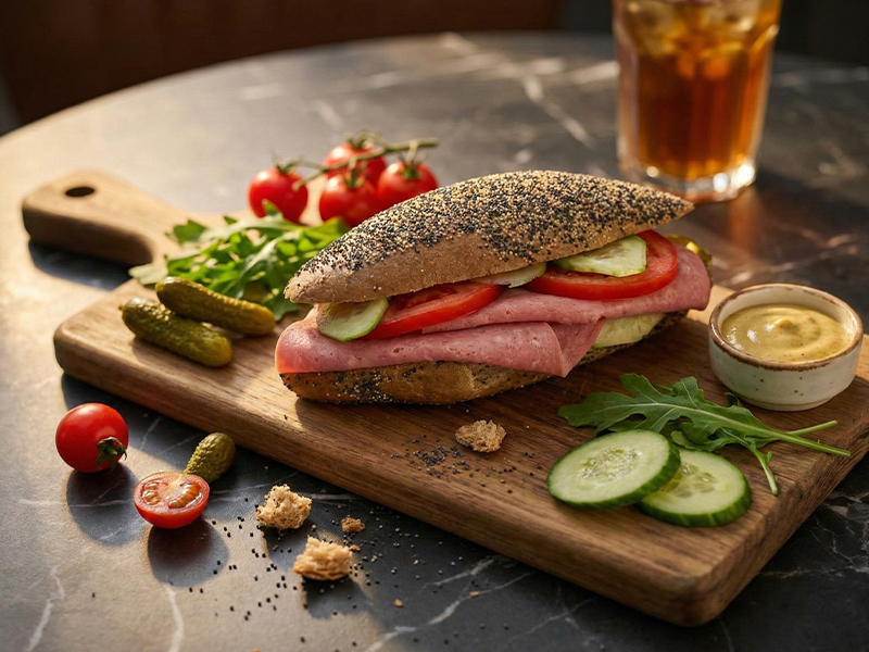 Mavi Haşhaşlı Hindi Fümeli Soğuk Sandviç